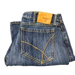 Wrangler Men's Blue Jeans with Yellow Stitching